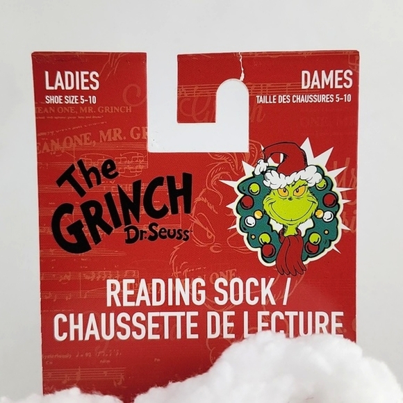 The Grinch Women's Reading Socks Red Black Knit Plaid Fleece Christmas Sz 5-10 - Picture 5 of 8